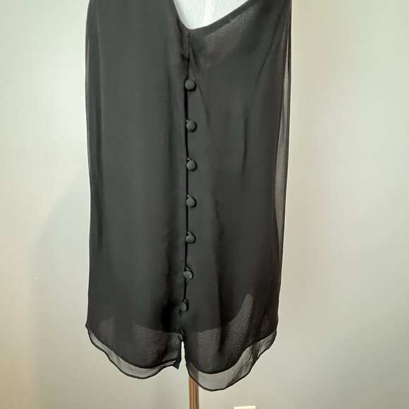 Milly New York Black Chiffon Blouse Size 8 Jeweled High Neckline Sleeveless Silk - Picture 10 of 13